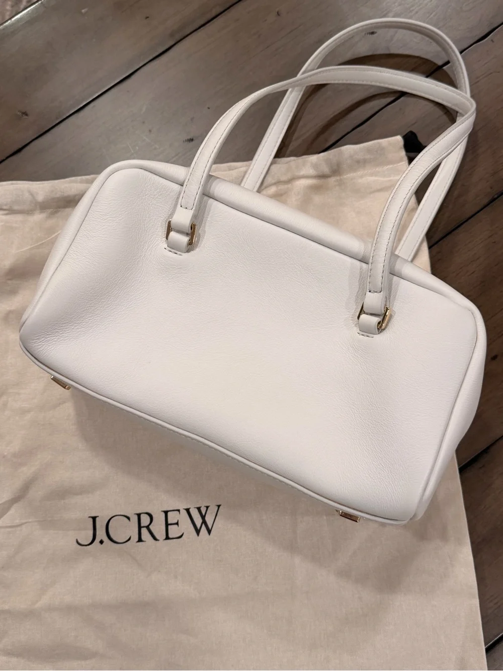 J. Crew White Leather Delphine Top-Handle Shoulder Bag #385